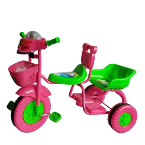 Double Tricycle for Babies with Front Basket for 2 to 4 Years Made of Plastic GCC Certified