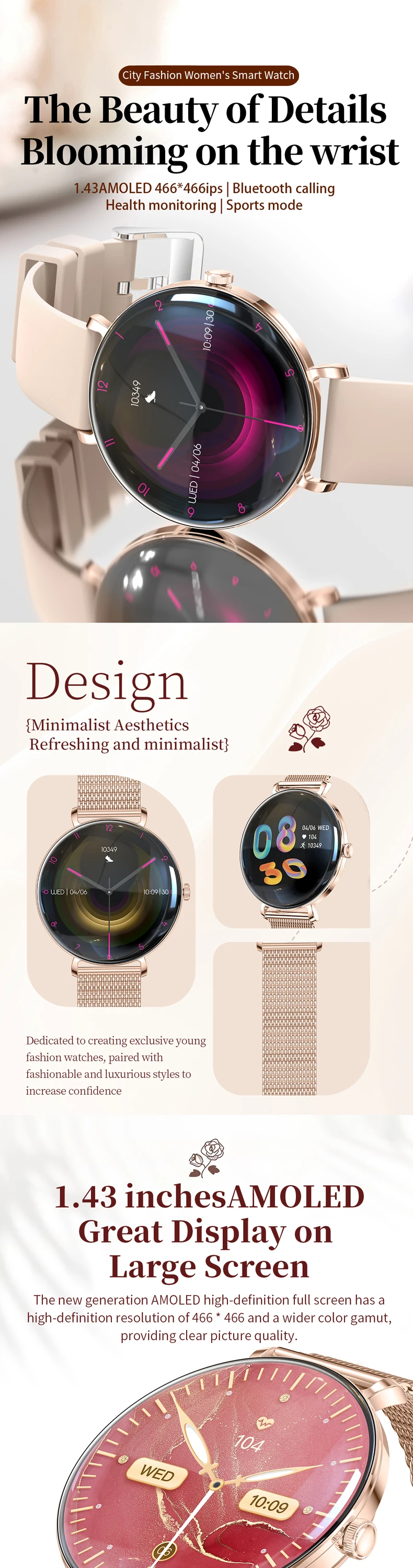 product zinc alloy amoled display smart watch km85 for women men chip rtl8773e custom faces phone call health tracker smartwatch 2025-5