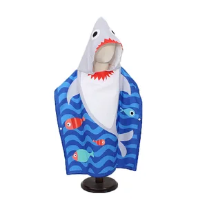 Hot Selling Printed Children Poncho Microfiber Custom Hooded Kids Poncho Beach Towel for Kids Manufacturer Customized Wholesale
