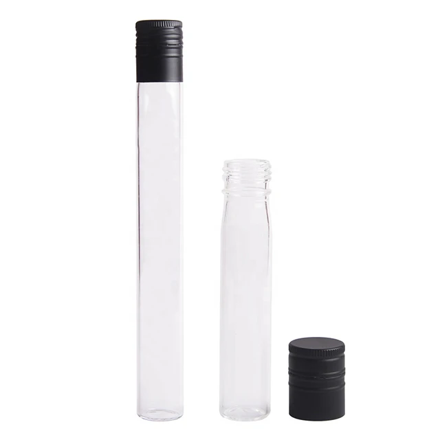 2020  Newest   50ml 100ml Wine Liquor Glass Tube Bottle with Black Top Cap