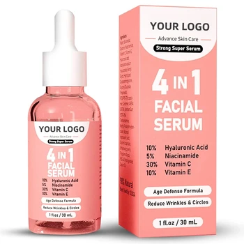 Skin Care face Serum Facial 4 in 1 Whitening Anti Age Face Serum with 30% Vitamin C 5% Niacinamide 10% Vitamin E Serum Faciales