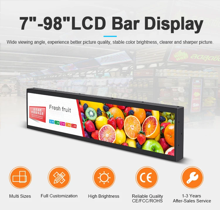49inch Wall Mount Stretched Lcd Bar Ultra Wide 4k Display Monitor 49 ...