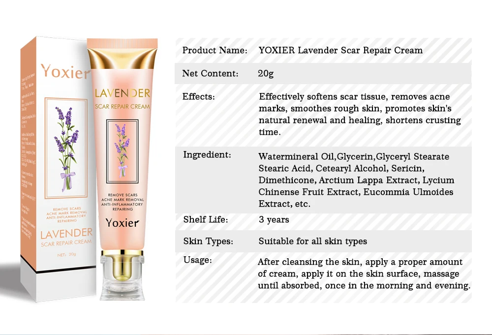 Yoxier Lavender Herbal Scar Repair Cream Pigment Correction Smooth Skin Whitening Scar Care  Fast Repair  Comfort Care in Stock
