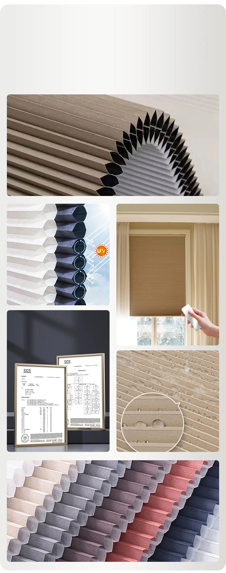 Motorized Window Honeycomb System No Drill Honeycomb Blinds Fabrics ...