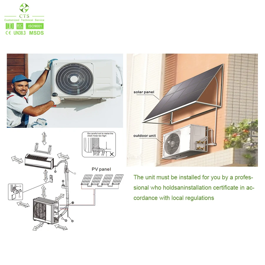 High Quality Solar Power Air Conditioner System Wall Mounted Split Air Conditioner Off Grid Solar Air Conditioner with Battery