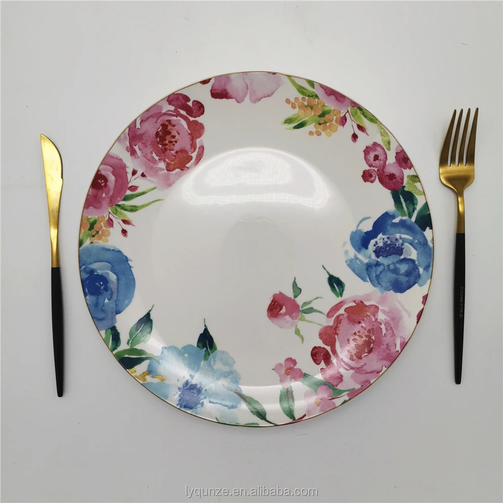 20pcs Luxury Royal Red Rose Flower Decal Design Porcelain Dinner Set Fine China Dinnerware Sets