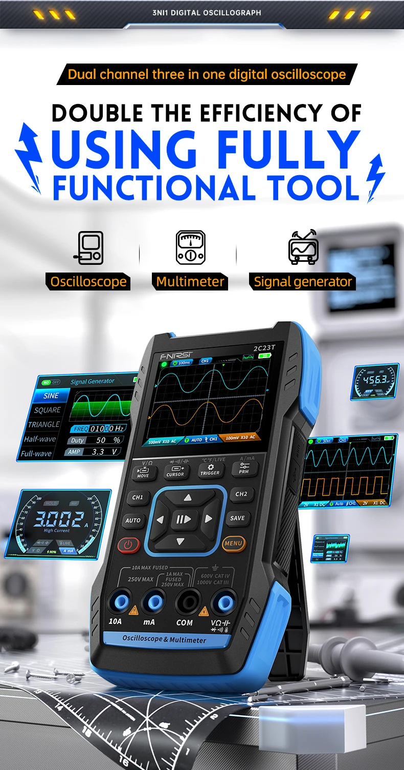 FNIRSI 2C23T - Versatile 3IN1 Oscilloscope with 2 Channels