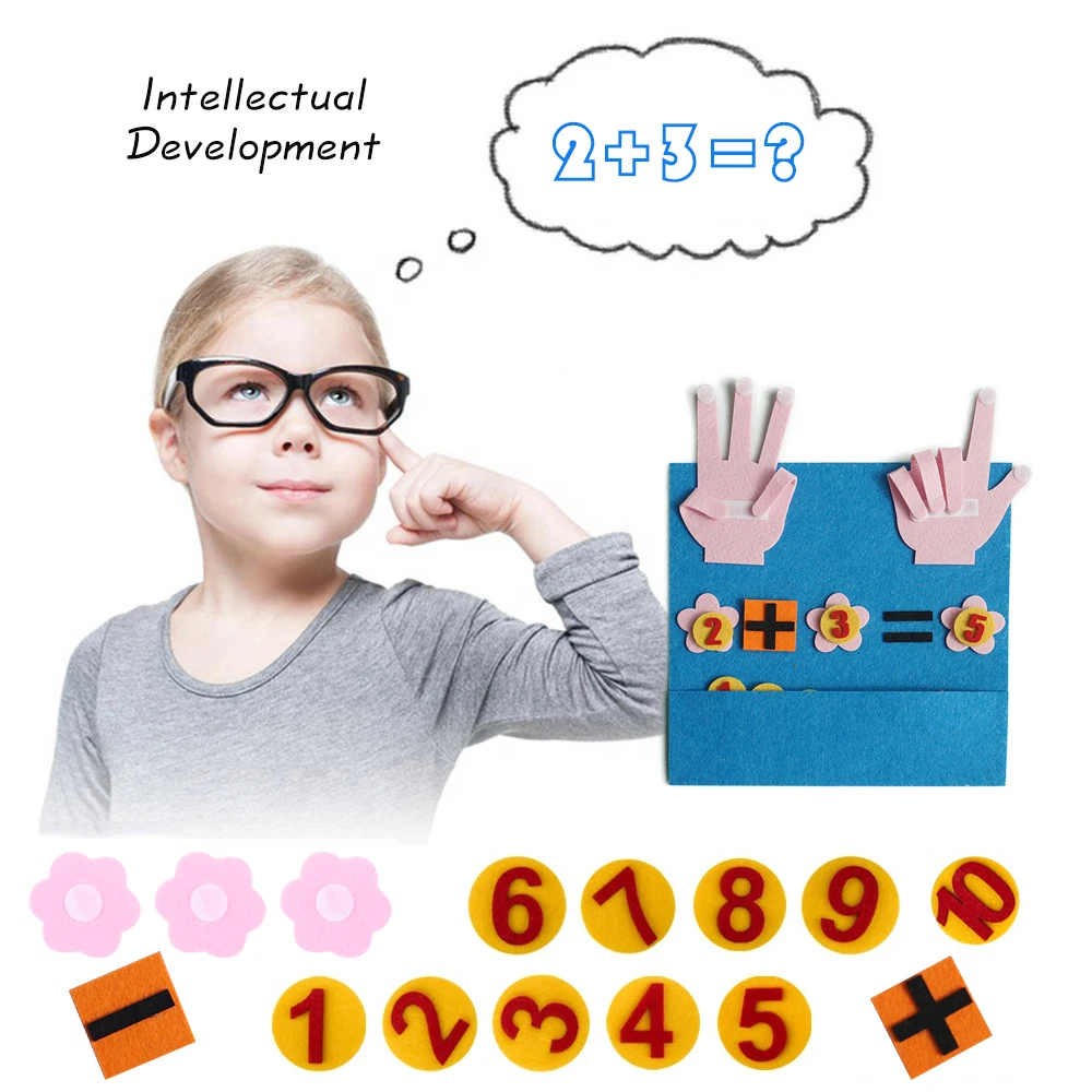 Upin learn number counting addition subtraction felt intellectual diy fingers toy
