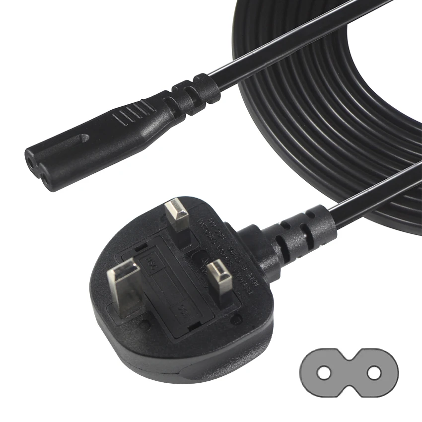 Factory Direct 3 Pin British Type 250V 5A 13A 15A Electric BS1363 AC Cable Fused UK Plug IEC C7 Power Cord