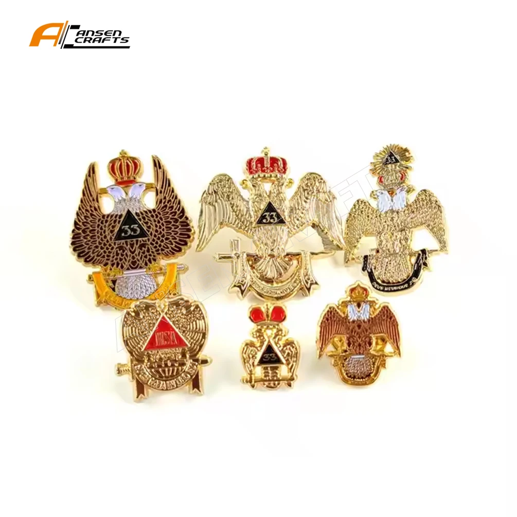Regalia Pin 33 Degree Double Eagles Crown Regalia Pin Badge Masonic Lapel Pins ...