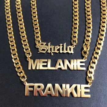 Customised Jewelry Personalized Made 18k Gold Plate Nameplate Necklace Custom Stainless Steel Fashion Name Necklace