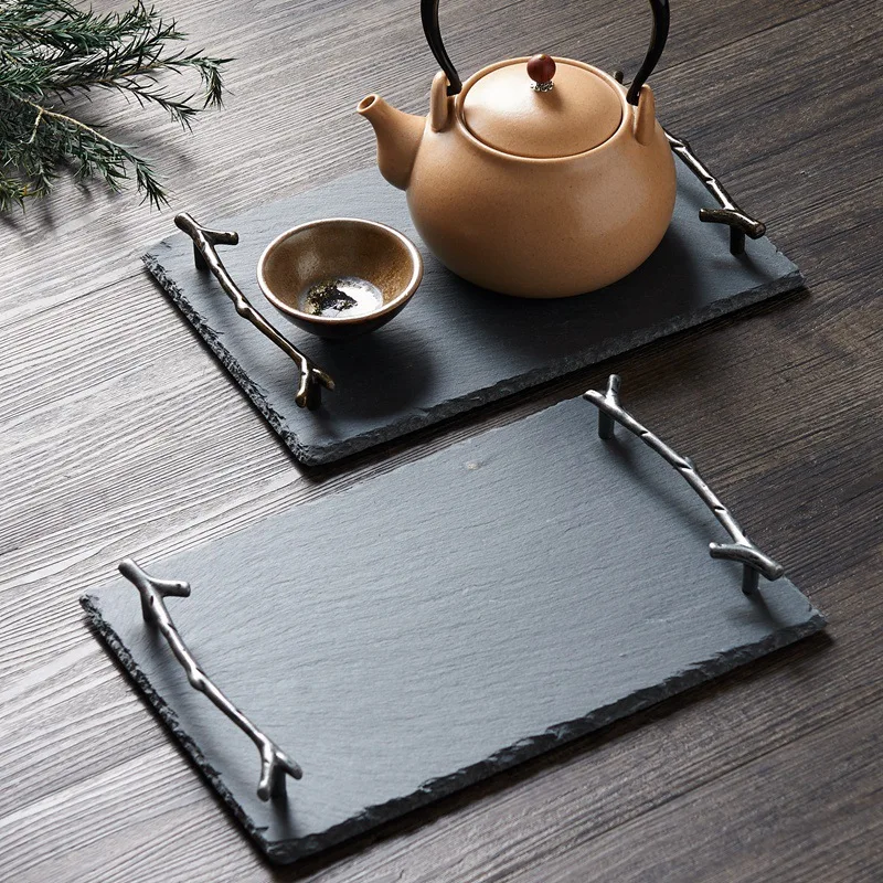 CAST IRON RECTANGLE FLAT TRAY - SLATE