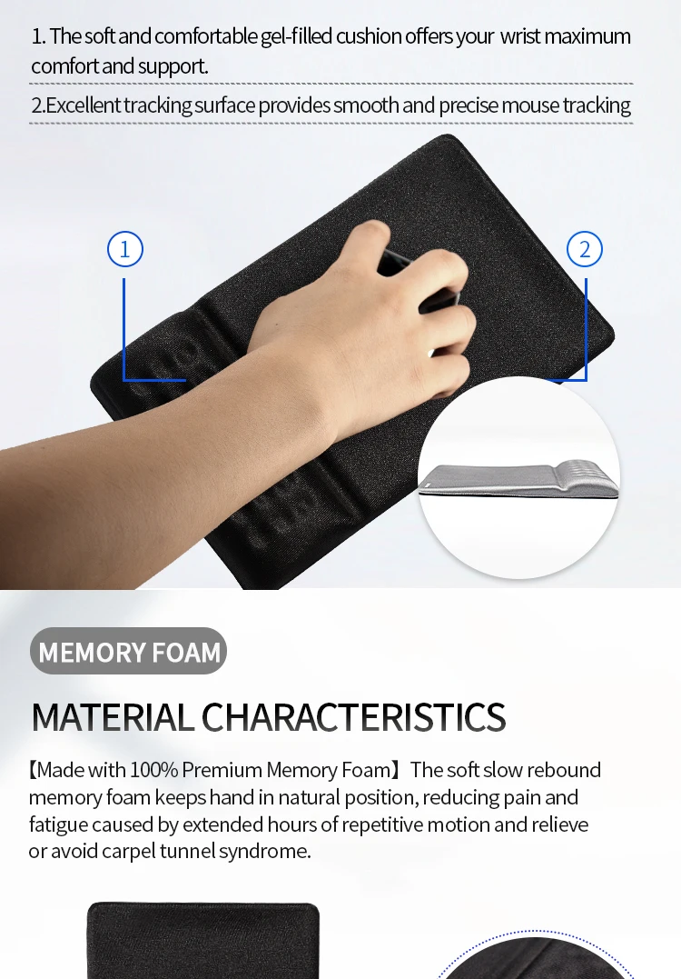Promotional Pu Nonslip Base Ergonomic Memory Foam Mouse Wrist Pad