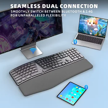 Alternative view of Ergonomic Wireless Keyboard and Mouse Combo Multi-Device Slim Rechargeable Keyboard and Mouse Combo for Laptop Tablet