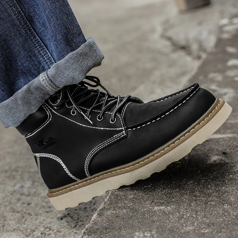 Shoes Martin Shoes Autumn And Winter High Top Men's Fashion Trendy New Boots Casual Leather Business Boots