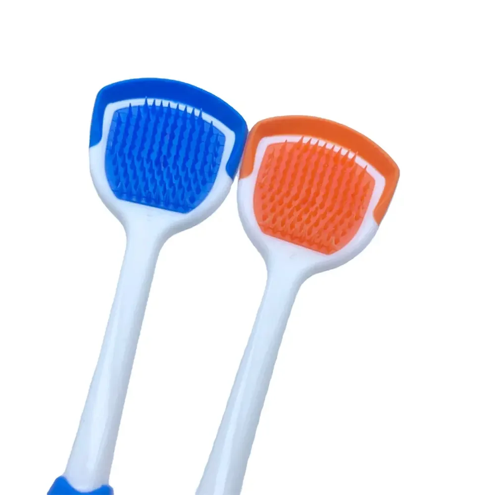 High Quality Plastic Soft Rubber Adult Universal Tongue Coating Brush Cleaner Personal Care Reducing Bad Breath supplier