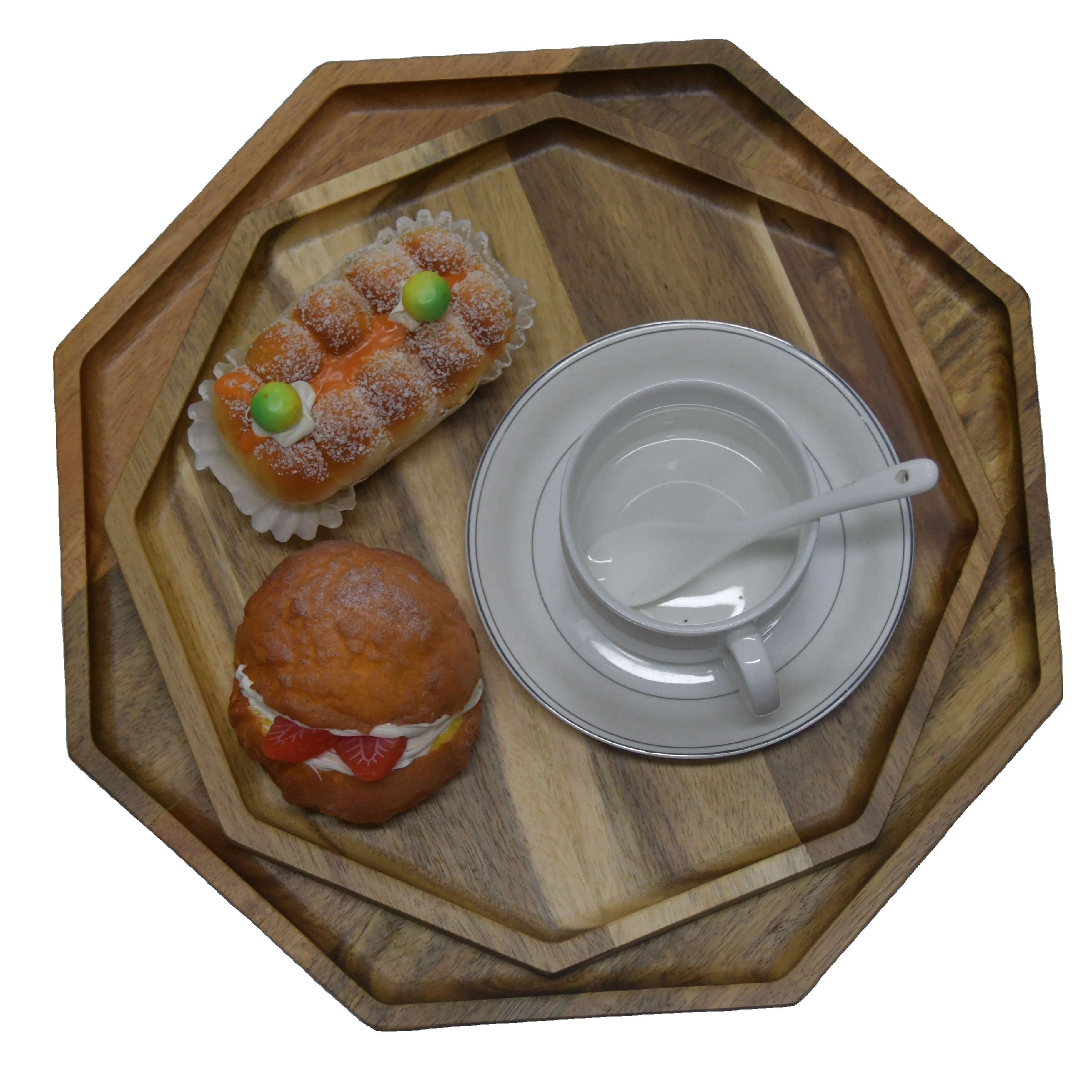 Высококачественная восьмиугольная кухонная посуда, тарелка из дерева акации, тарелка для стейка, Сервировочная тарелка для вечеринки