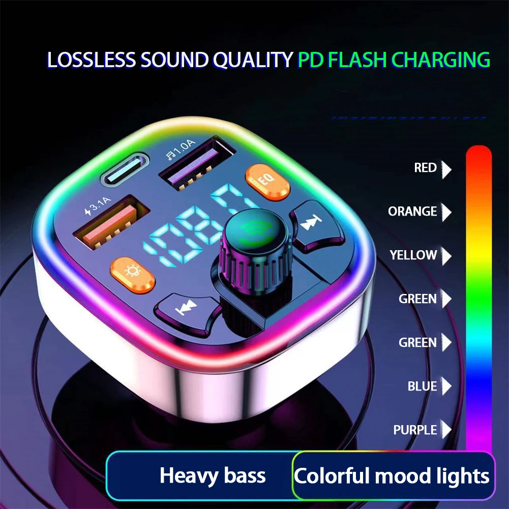 Q5 18w Car Fm Transmitter External Microphone Dual Usb Pd Type C Fast