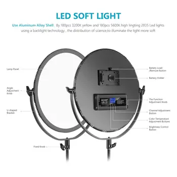 Neewer NL-360ARC 18''/45.5cm 70W Ultra Thin Bi-Color Round LED Light 70W Dimmable Light with AC Adapter/2.4G Wireless Remote product image