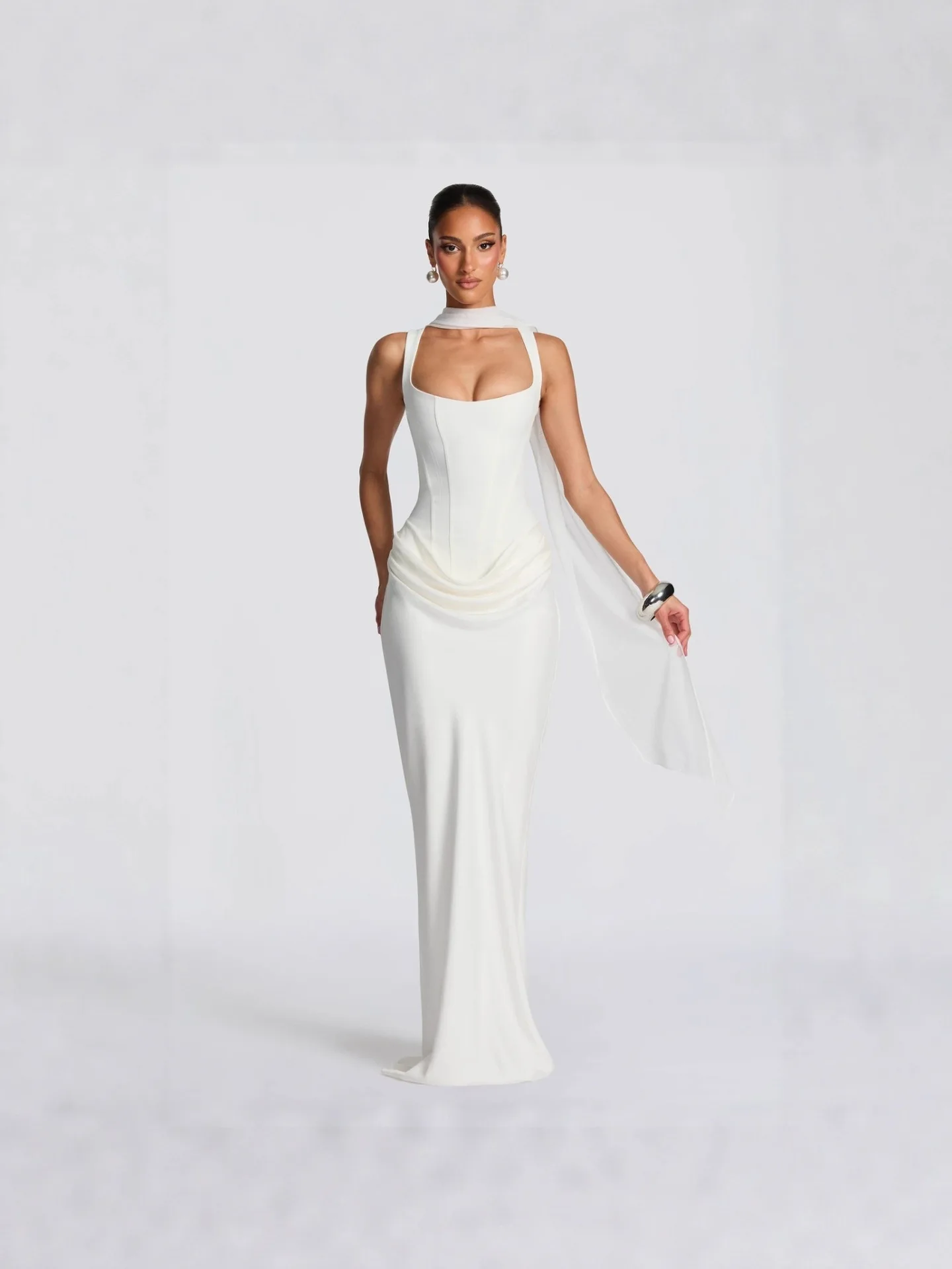 square neck corset wedding dress Luxury Ivory Lace Tulle A-Line with Train SW706 Skirt length from waist Square Wedding Dresses | wed2b