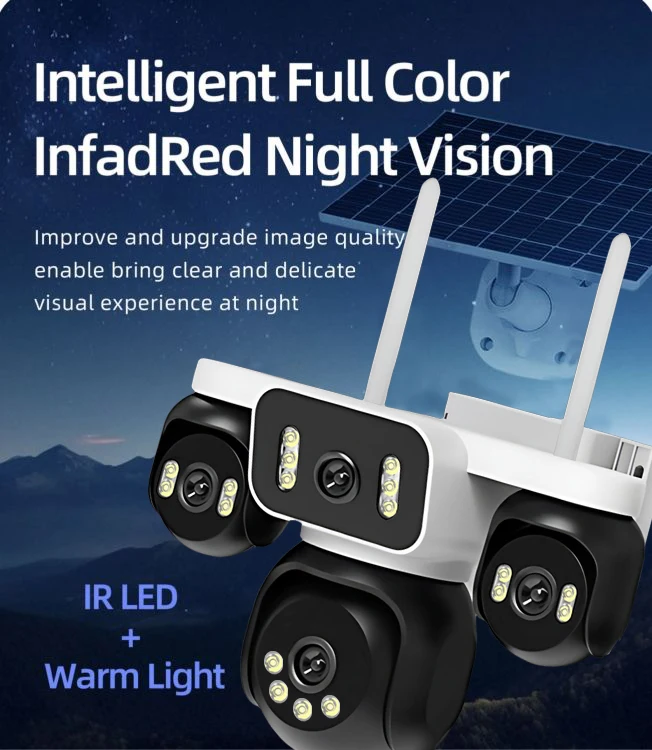 FOSVISION HiEasy 8MP AOV 4G Solar Camera Security System 4-lens Camera Outdoor Wireless CCTV PTZ IP Color Night Vision