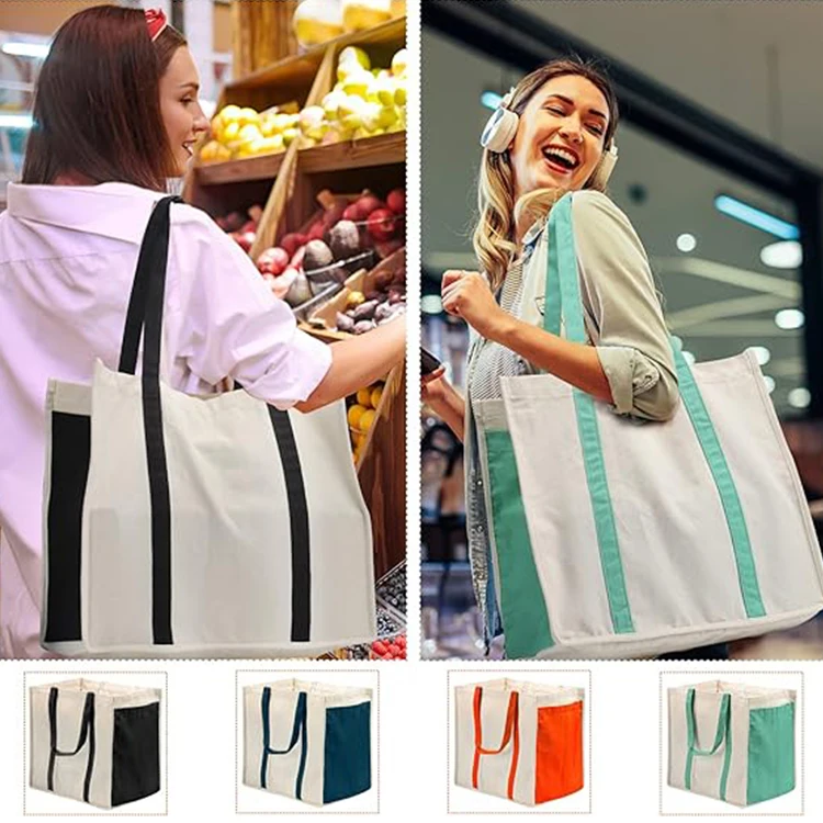 Custom Large Capacity Canvas Tote Grocery Bag Reusable Cotton Shopping ...