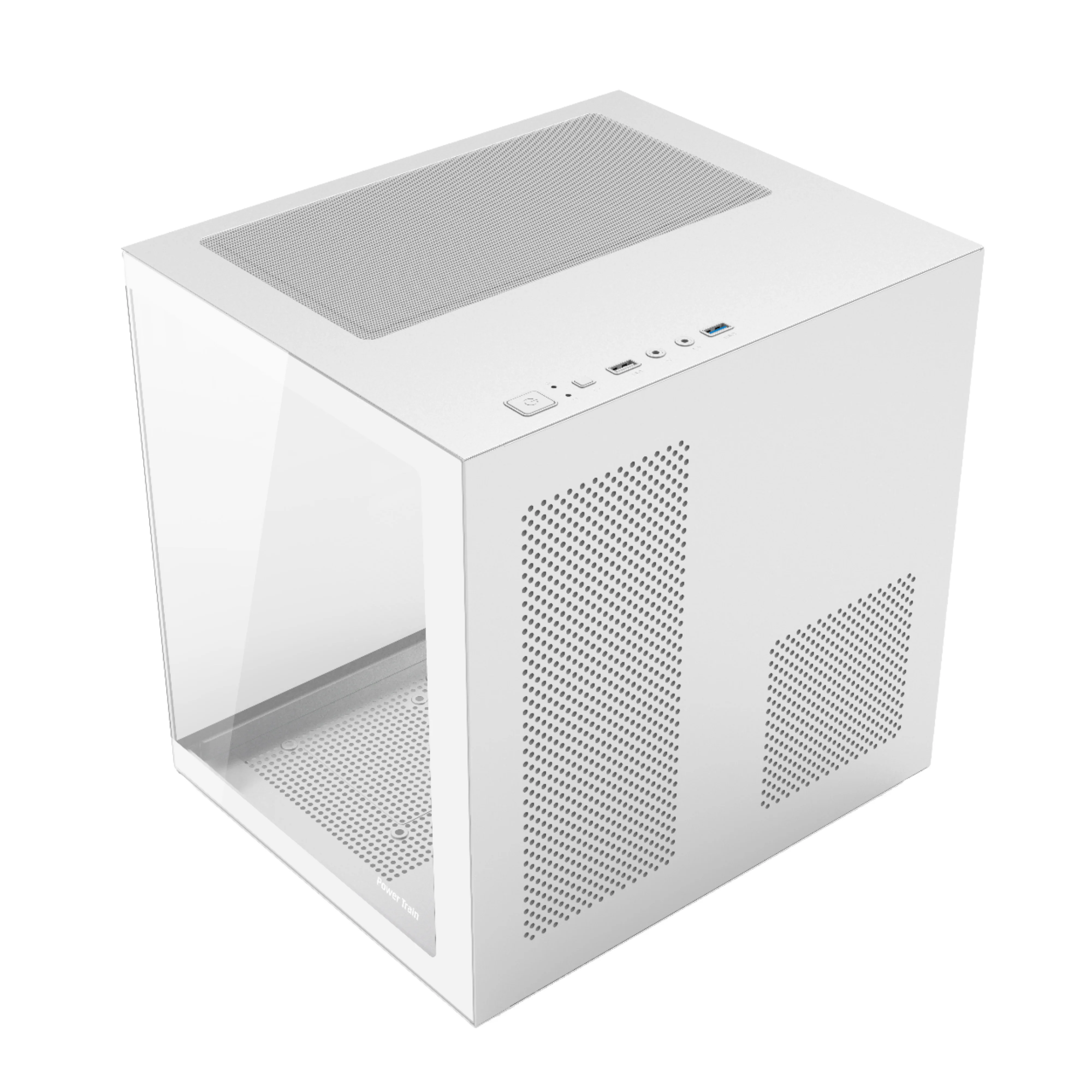 Custom Size White Micro ATX Vertical Mid Tower Aluminum Alloy Computer Case Side Panel Window Gamer PC Chassis Desktop Stock