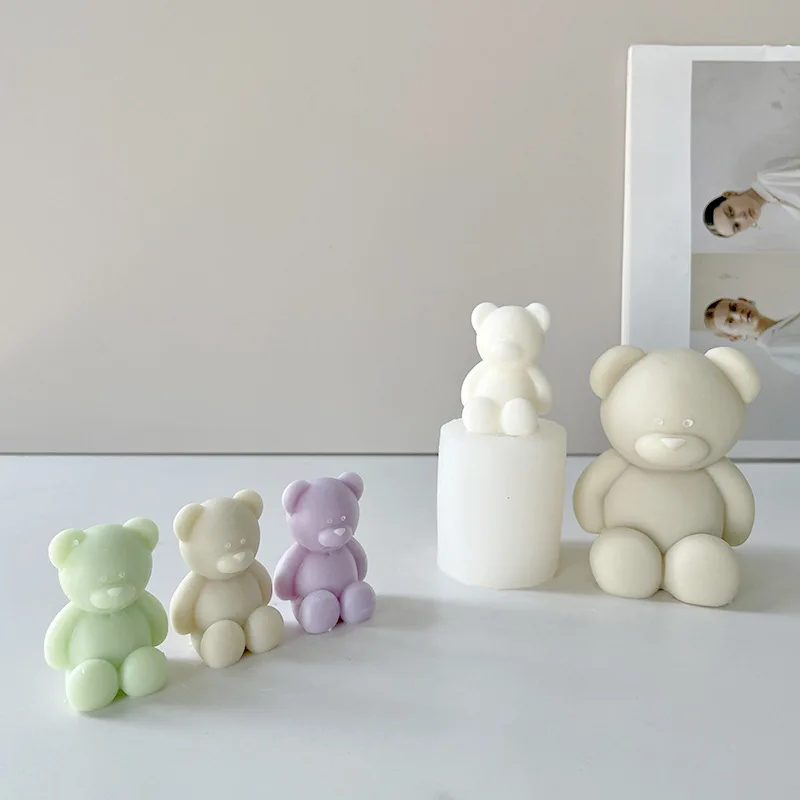 DIY Animal Scented Candle Silicone Mold Little Bear Baking Plaster Mold for Cake Tools details