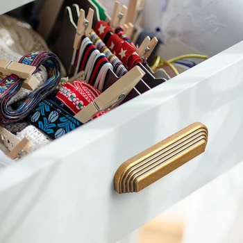 Goo-Ki Classic Kitchen Handles Zinc Alloy Drawer Cabinet Cup Pulls with Multi-Sectioned Ribbed Design for Dressers in Bedroom