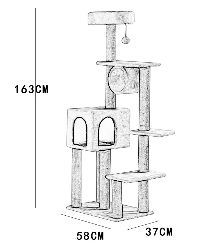 Household Wooden Cat Condo Tree Stable And Durable Pet Climbing ...