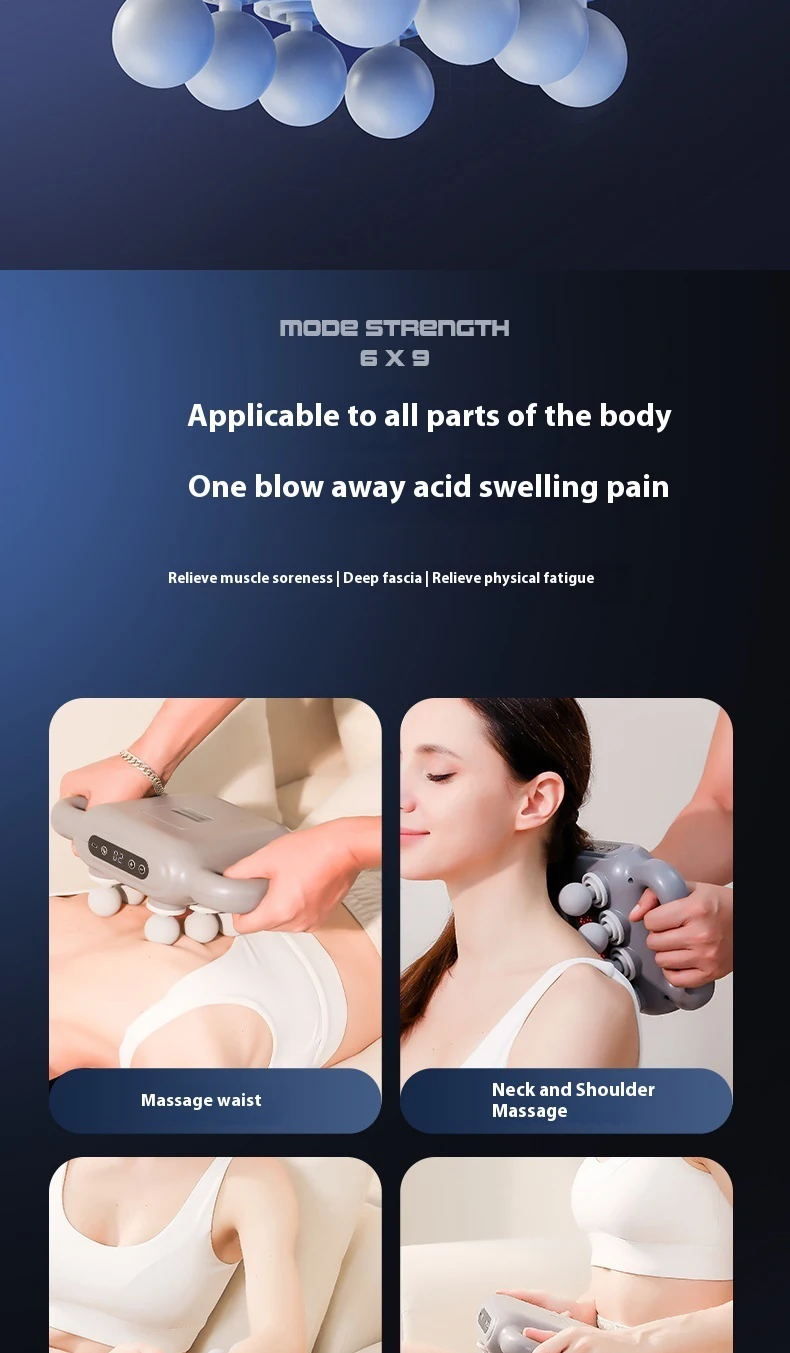 8-Head Liquid Crystal Fascia Gun Hot Compress Massager Deep Percussion Massage Whole Body Muscles Relaxing Waist Back Muscles