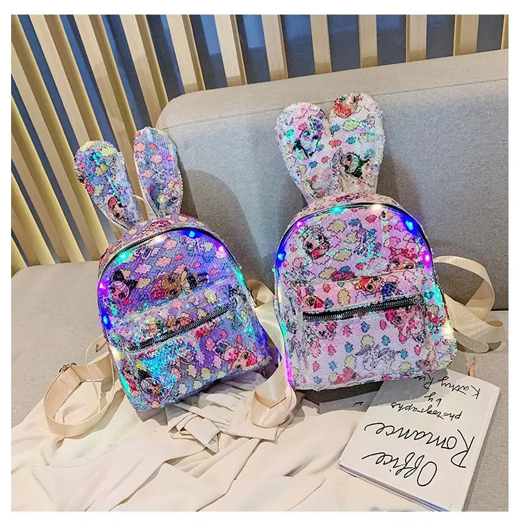amazingdeal Sequins Backpack Rabbit Ears Shoulder Bag Women Girls Travel  Bags Rucksack School Bags Colour Changing : : Fashion