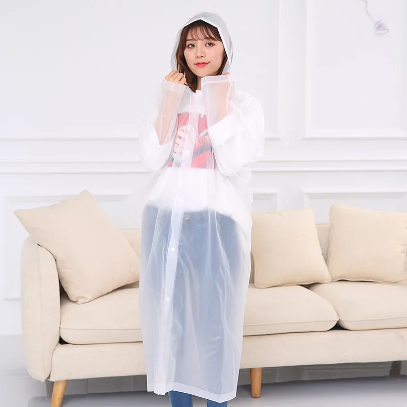 High Quality EVA Reusable Raincoat Emergency Rain Gear Jacket PEVA Adults Kids Rain Poncho with Hood