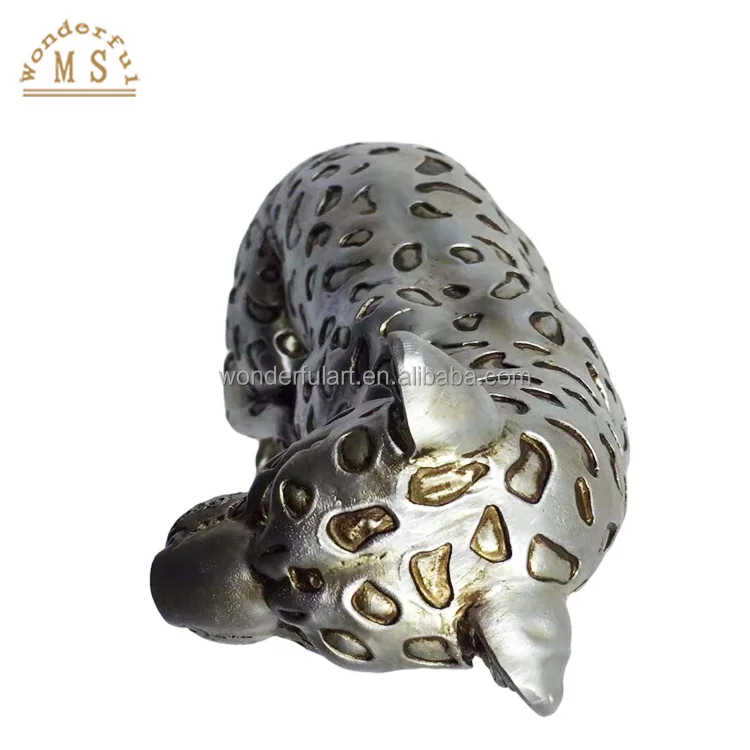 customized resin anime animal silver leopard panther small statue figurines sculpture souvenir gifts toy  for home decoration