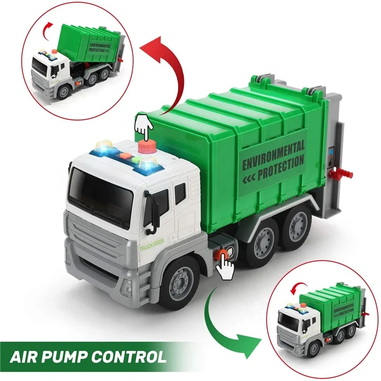 
Factory Price Cute Stone Environmental Educational Toys Friction Powered with 4 Cans Garbage Classification Truck Toys for Kids 