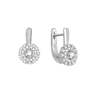 925 Sterling Silver Fine Clip-On Earrings Dainty Trendy Flower Design with Zircon Stone Wholesale Fashion Accessory
