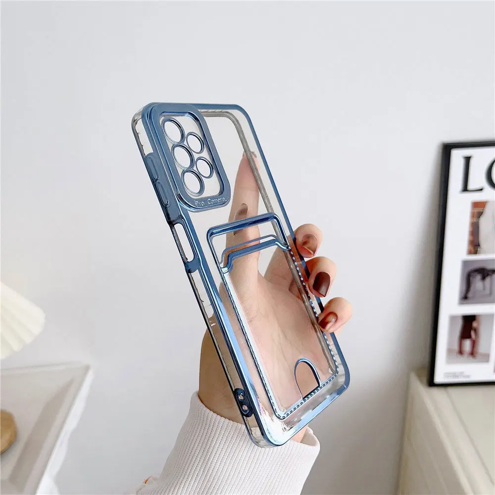 Electroplate Phone Case For Galaxy S24 S24+ S23 S23+ S22 S22+ Ultra Fe 5G With Card Holder Clear Sjk167 Laudtec supplier