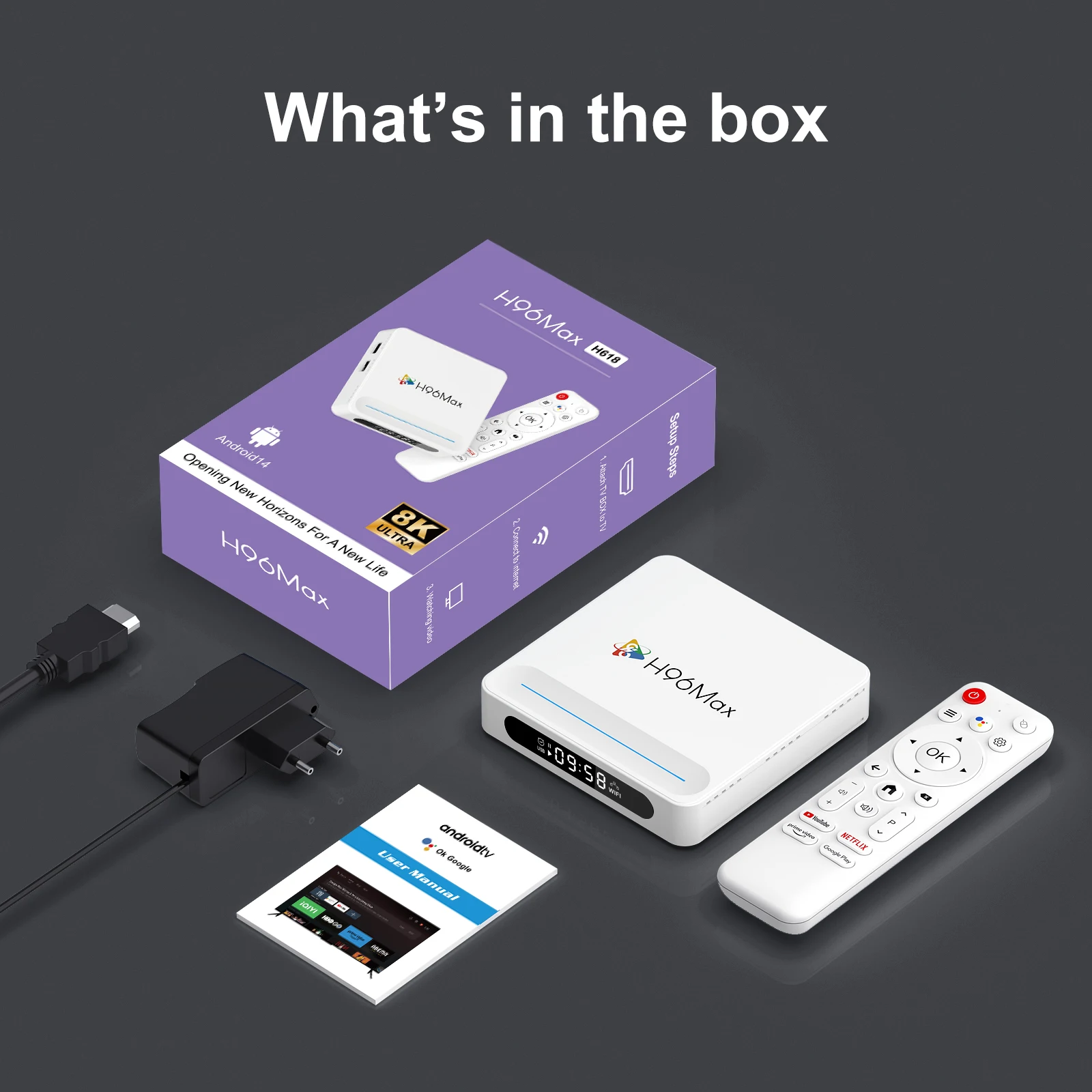 Unlock Tv Box with Wifi6 Support 100m Ethernet H96 Max H618 Plus Android 14 Smart Set Top Box