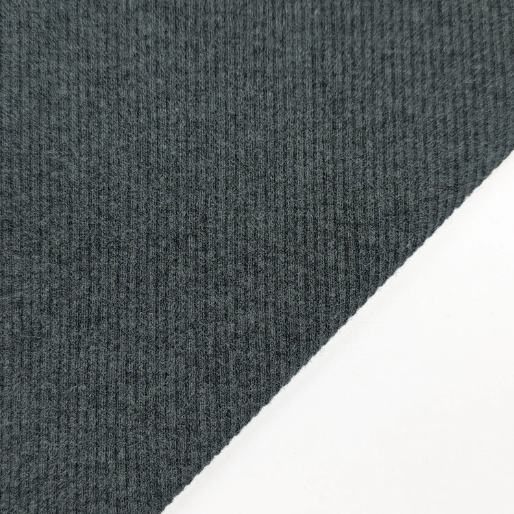 Plain Dyed Knit 2x2 Melange Rib Fabric for Sale, Stretch Cotton Ribbed Fabric for Clothing/ supplier