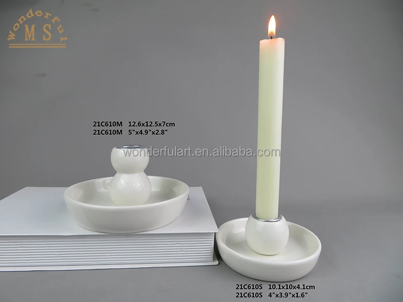 Hot sell modern ceramic candle holder unique candle vessels white candle container for home decor