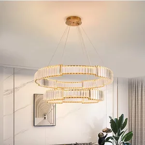 Customized Home Living Room Dining Room Hotel Ceiling Round LED Crystal Chandelier Pendant Lights