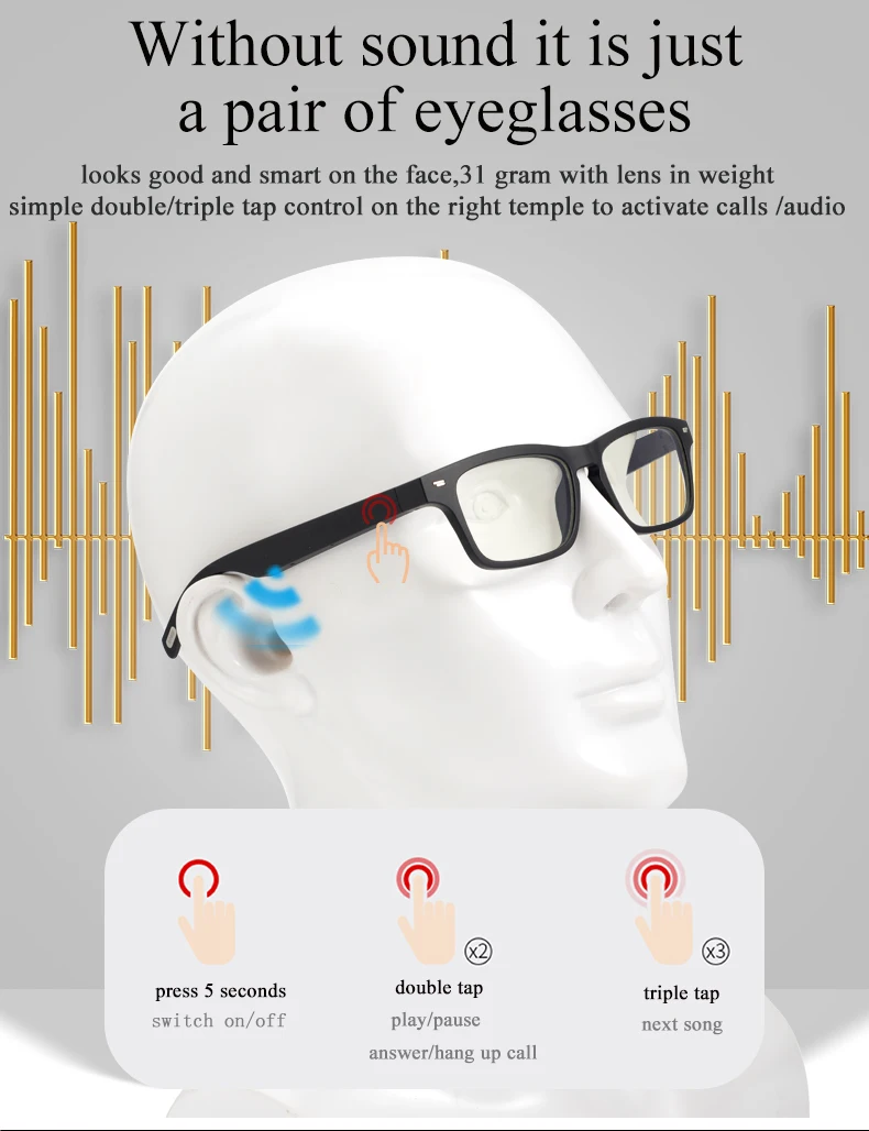 High Quality Wireless bose Frames Tempo Anti Blue Light Smart Audio Headphone Sunglasses Smart Glasses