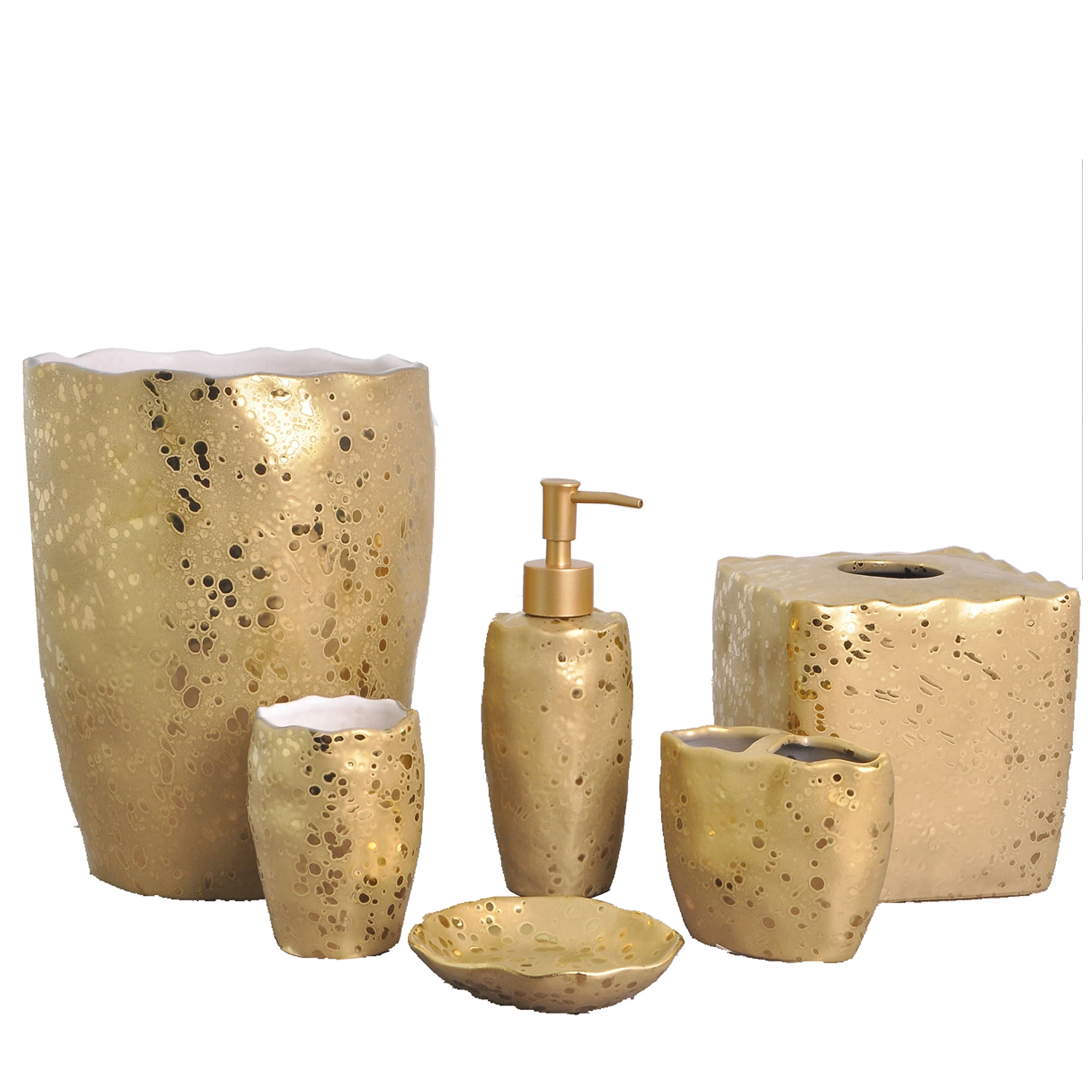 High Grade Gold 6 Pcs Ceramic Bathroom Accessories Set With Titanium Plating Buy Gold Coloured Bathroom Accessories Ceramic Bathroom Accessories Set Luxury Bathroom Set Product On Alibaba Com