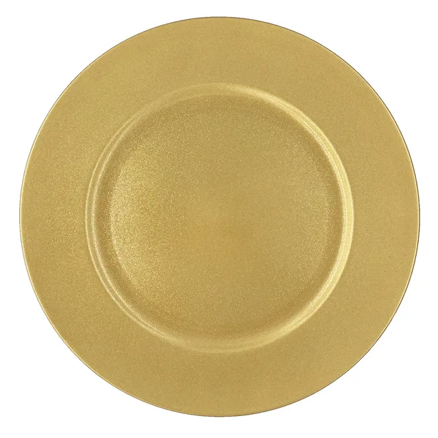 13-inch Gold Plastic Round Beaded Charger Plates for Wedding