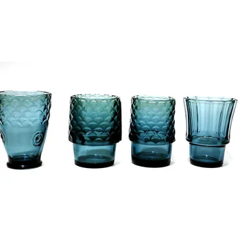 Factory new design set of 4  Fish stackable set glassware koi set  for housewarming gift