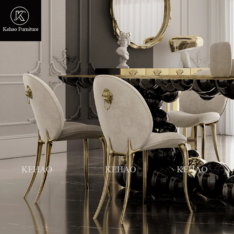 Popular Modern Stainless Steel Blue Cream Velvet Chair Restaurant