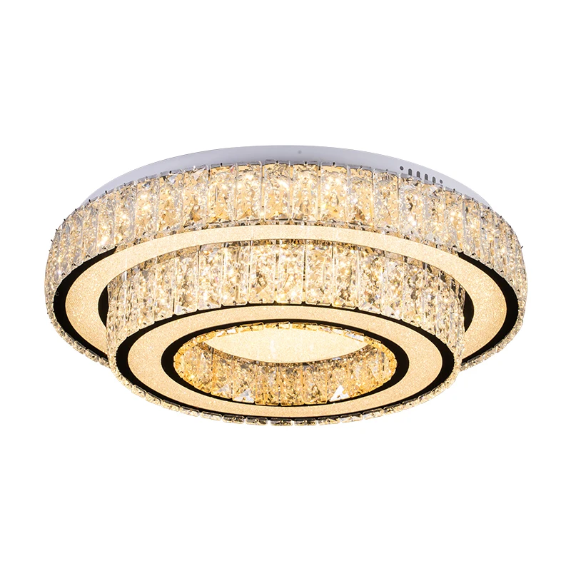 Fashion Circle Iron Ceiling Lighting and Warmth Combination Circle Iron Crystal Ceiling Lamp