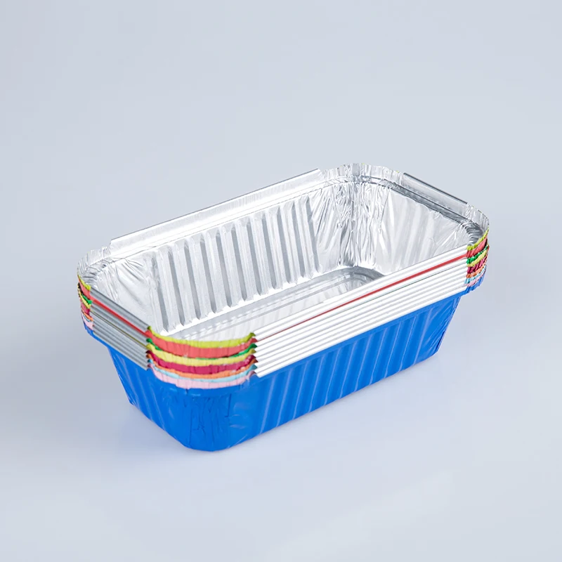 product eco friendly food service takeaway 8  baking use tin pans square wrinkwall colored disposable aluminum foil snail tray-1