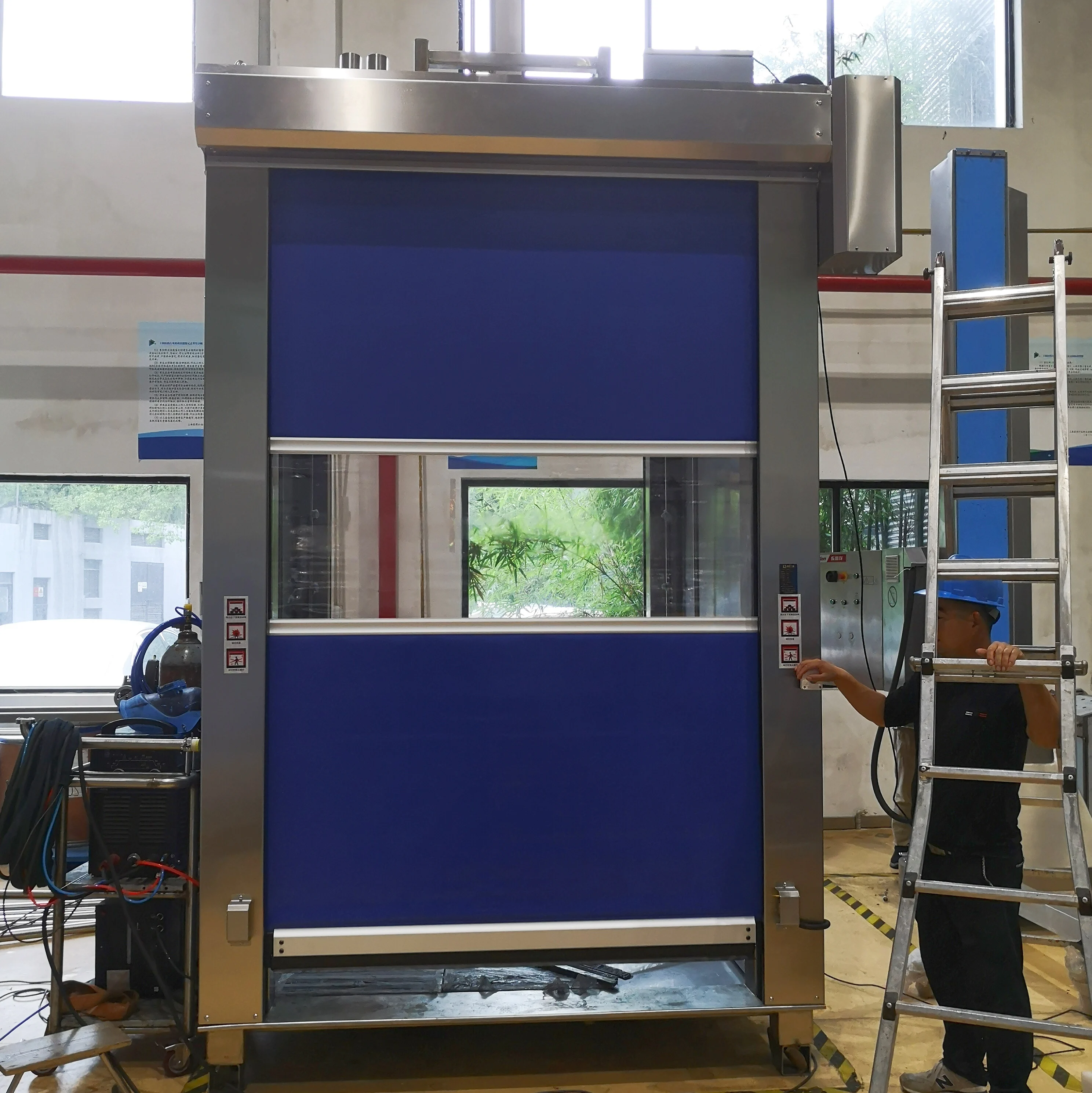 Industrial High Speed Roller Shutter Doors Stainless Steel Frame Pvc Fast Door
