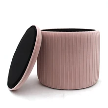 French pink Pouf Velvet Storage Ottoman Beauty Living Room Stool pink Velvet Round Pouf Ottoman